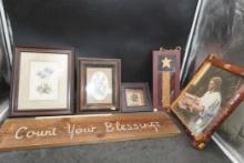 Blessings Wooden Sign, Jesus Picture, America Picture, Flowers Picture & Symbol Picture