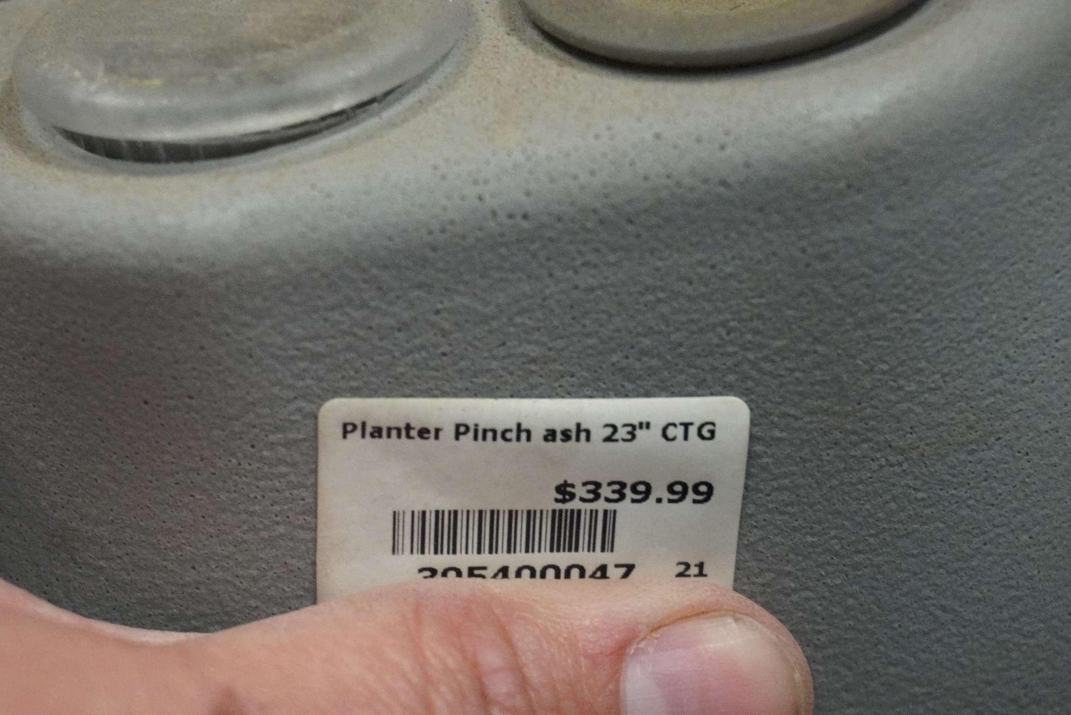 23" Self Waterer Pinch Ash Planter (Using Yardsticks To Measure)