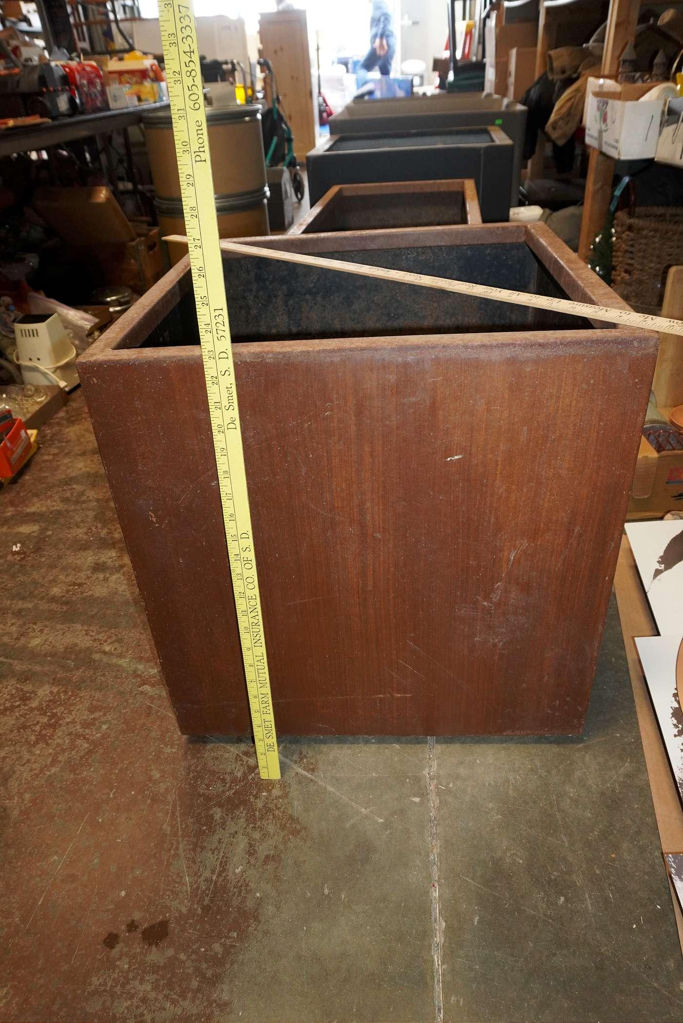 Square Steel Planter (Yardsticks Used To Measure)