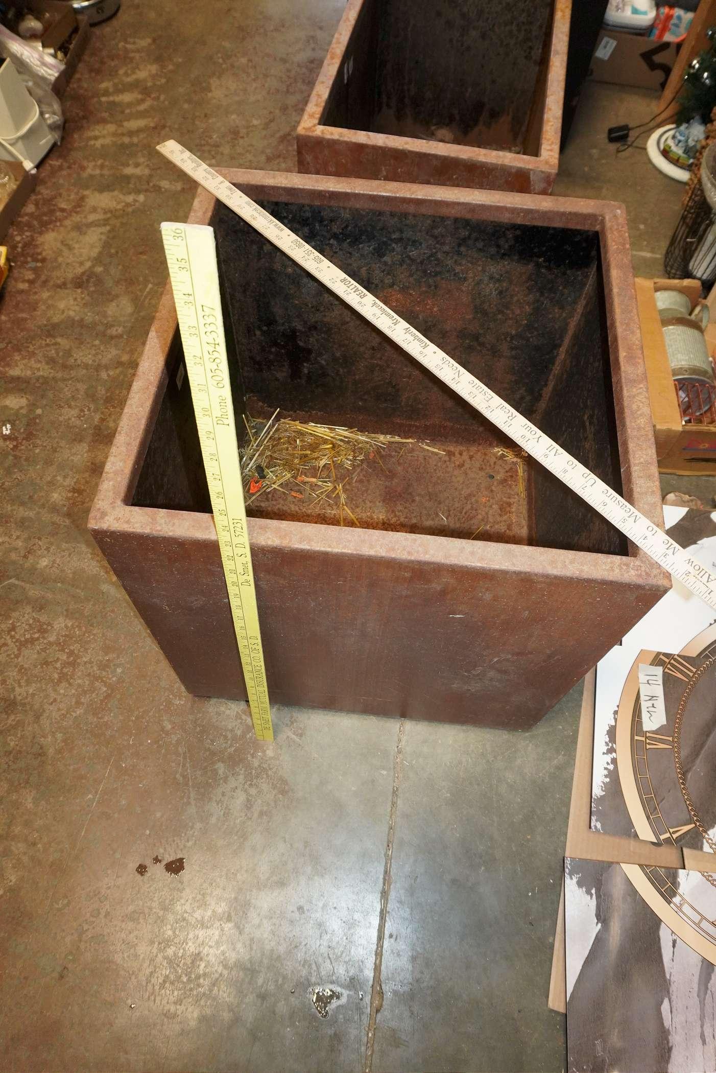 Square Steel Planter (Yardsticks Used To Measure)