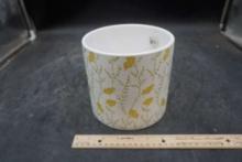 White W/ Yellow Flowers Planter