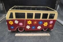 Plow & Hearth Vintage Style Flower Power Miniature Bus Garden Planter