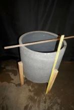 Round Grey Large Planter W/ Feet (Yardsticks Used To Measure)