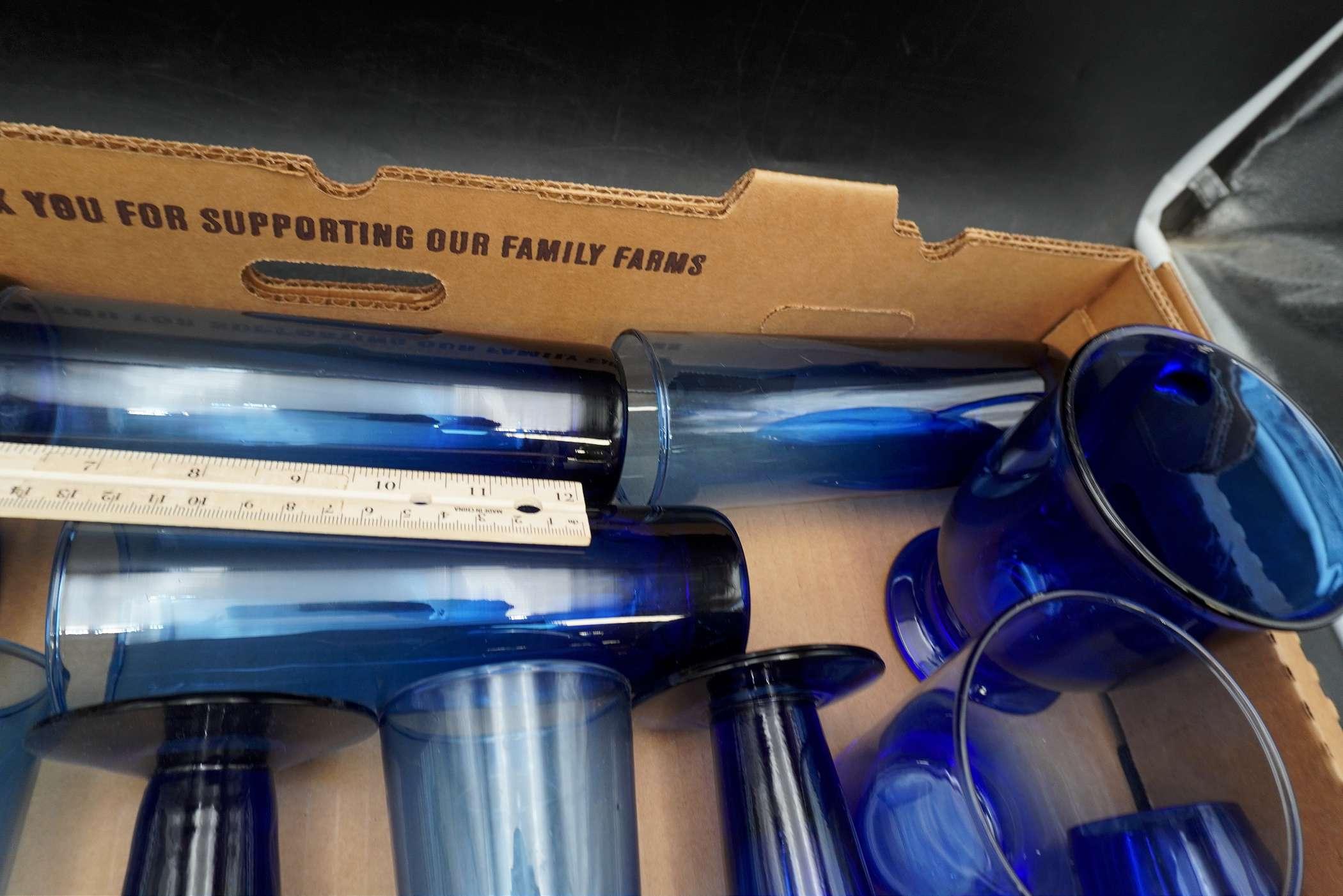 Assorted Blue Glasses