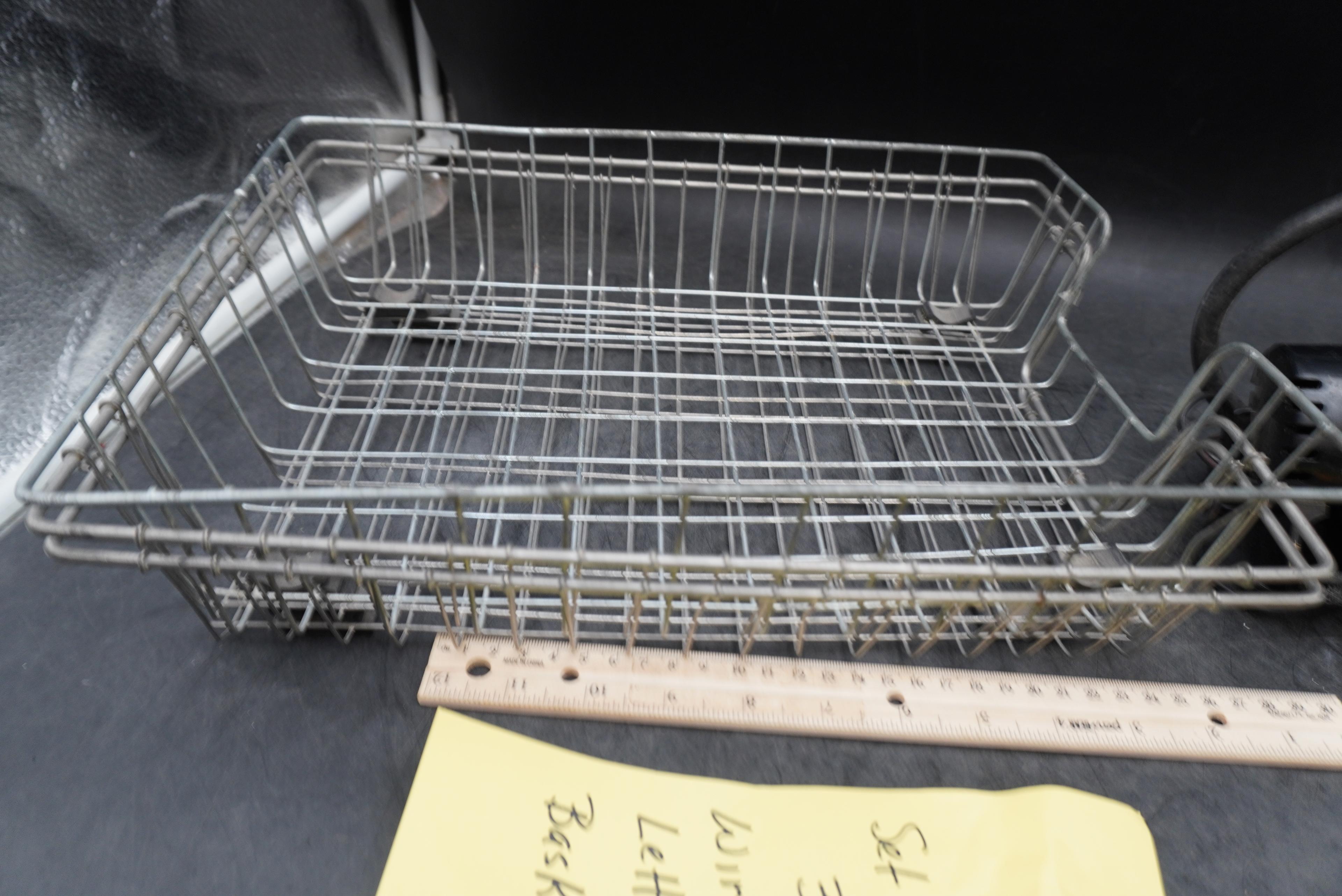 Set Of 3 Wire Letter Baskets & Mini Air Compressor