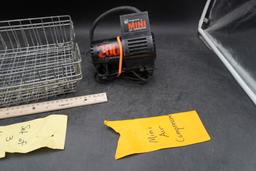 Set Of 3 Wire Letter Baskets & Mini Air Compressor