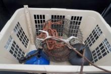 Laundry Basket, Wrench, Minnow Basket, Black & Blue Snake Tools?