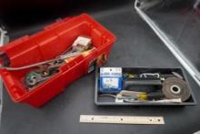 Red Toolbox W/ Wrenches, Screwdrivers, Nails & More Tools
