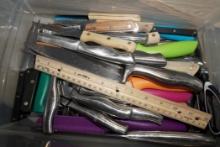 Plastic Tub W/ Assorted Knives