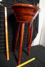 Wooden Bowl On Stand W/ 2 Spoons
