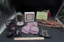 Beaded Purse, Candle Holder, Power Cord, Signs, Frame, Gloves, Sunglasses