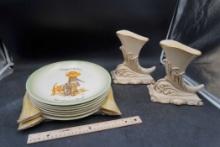 Holly Hobbie American Greetings Plates & 2 Planters