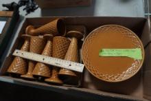 Betty Utley Ice Cream Waffle Sugar Cone Glasses & Plates