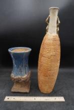 Tall Nautical Looking Vase & Blue Vase