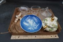 Cream & Sugar (1950'S) Candy Dish, Teapot, Painted Plates, Wooden Beads