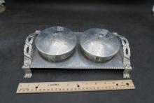 Metal Tray W/ 2 Dishes