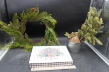 Garland, Pumpkin Block Picture, Christmas Tree W/ Metal Base