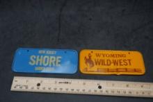 2 Mini License Plates (New Jersey Shore & Wyoming Wild-West)