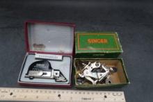 Greist Decorative/Zigzagger & Singer Box W/ Parts/Accessories