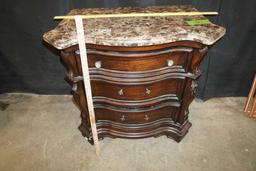 Wooden Chest Of Drawers W/ Stone-Looking Top (Some Damage To Corners)