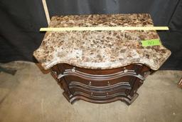 Wooden Chest Of Drawers W/ Stone-Looking Top (Some Damage To Corners)