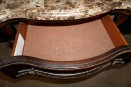 Wooden Chest Of Drawers W/ Stone-Looking Top (Some Damage To Corners)