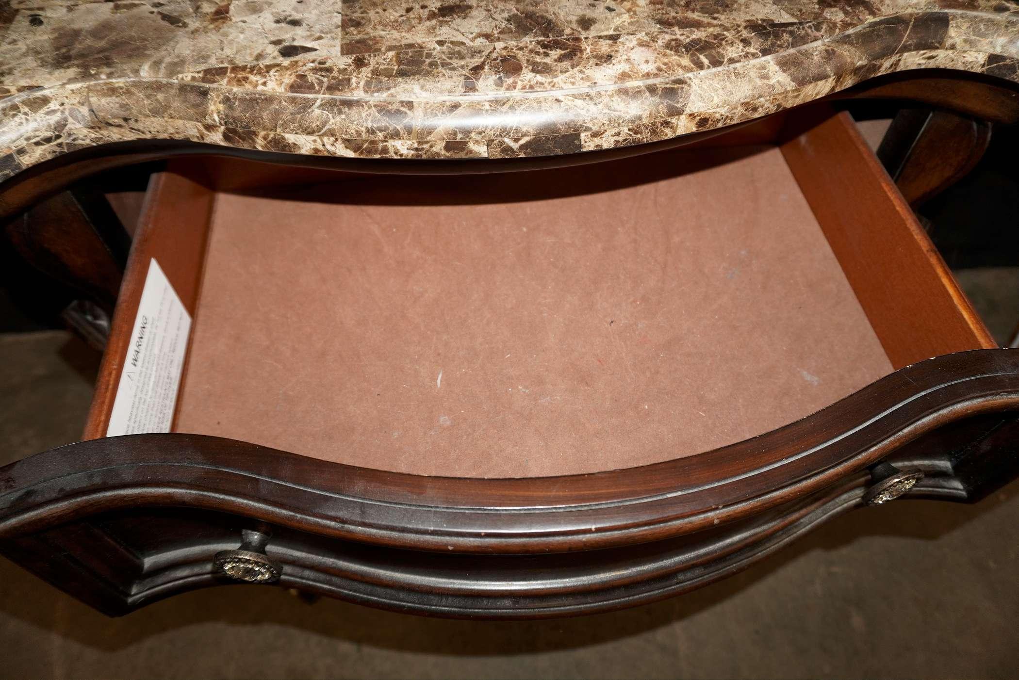 Wooden Chest Of Drawers W/ Stone-Looking Top (Some Damage To Corners)