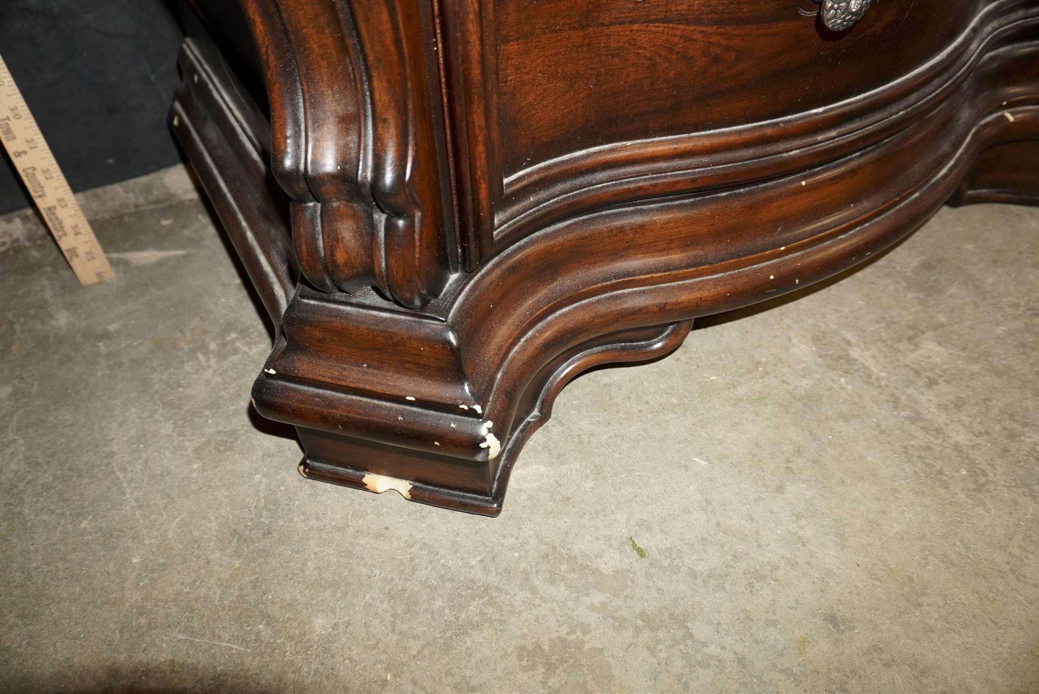 Wooden Chest Of Drawers W/ Stone-Looking Top (Some Damage To Corners)
