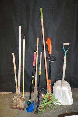 Hand Tools - Weed Eater, Grain Shovel, Rake, Shovel