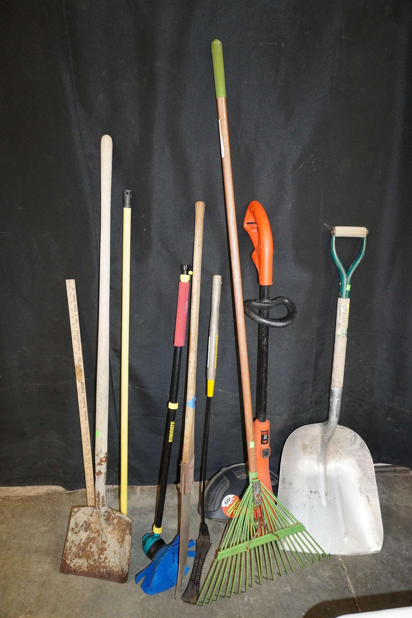 Hand Tools - Weed Eater, Grain Shovel, Rake, Shovel