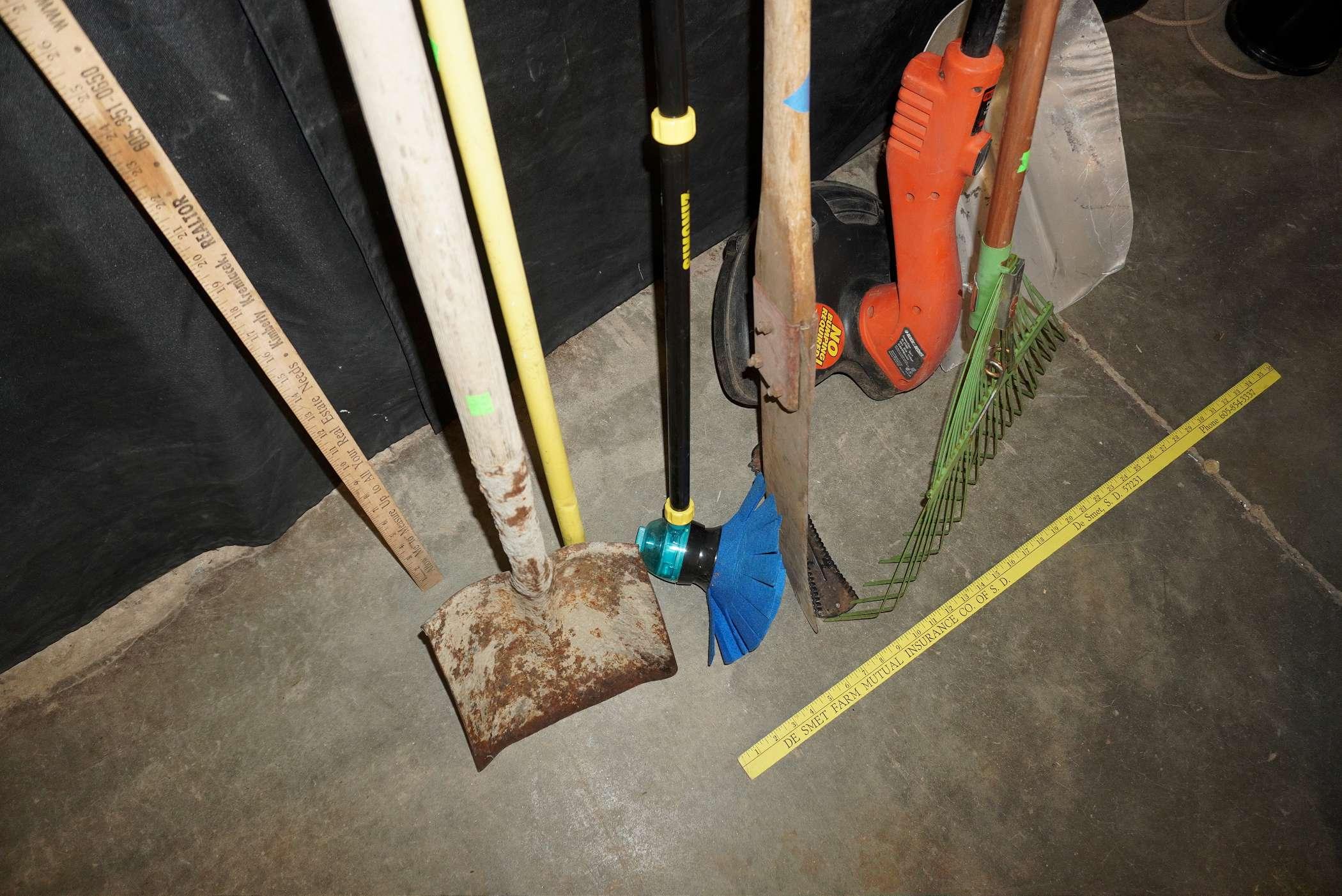 Hand Tools - Weed Eater, Grain Shovel, Rake, Shovel
