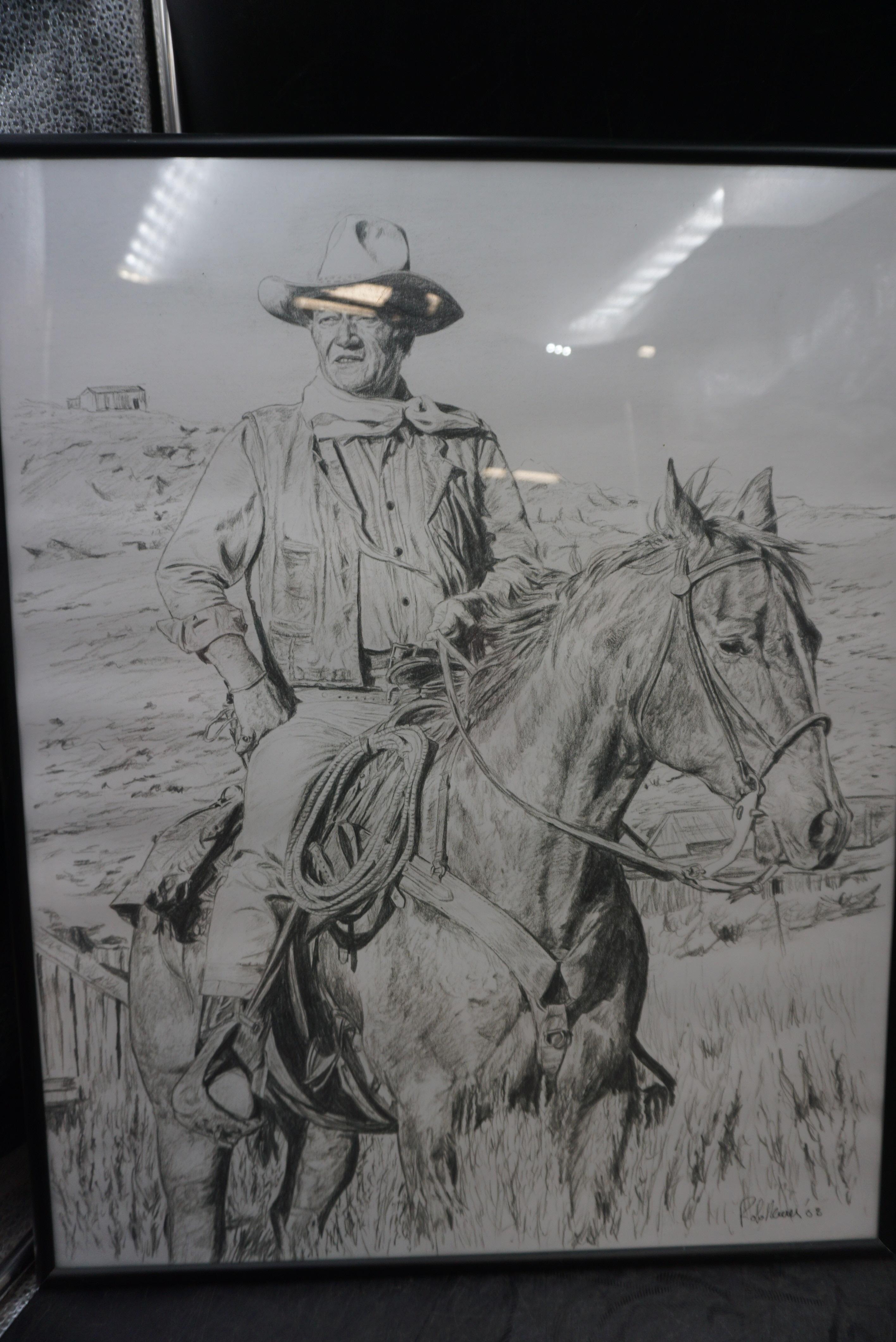 2 - John Wayne Framed Drawings