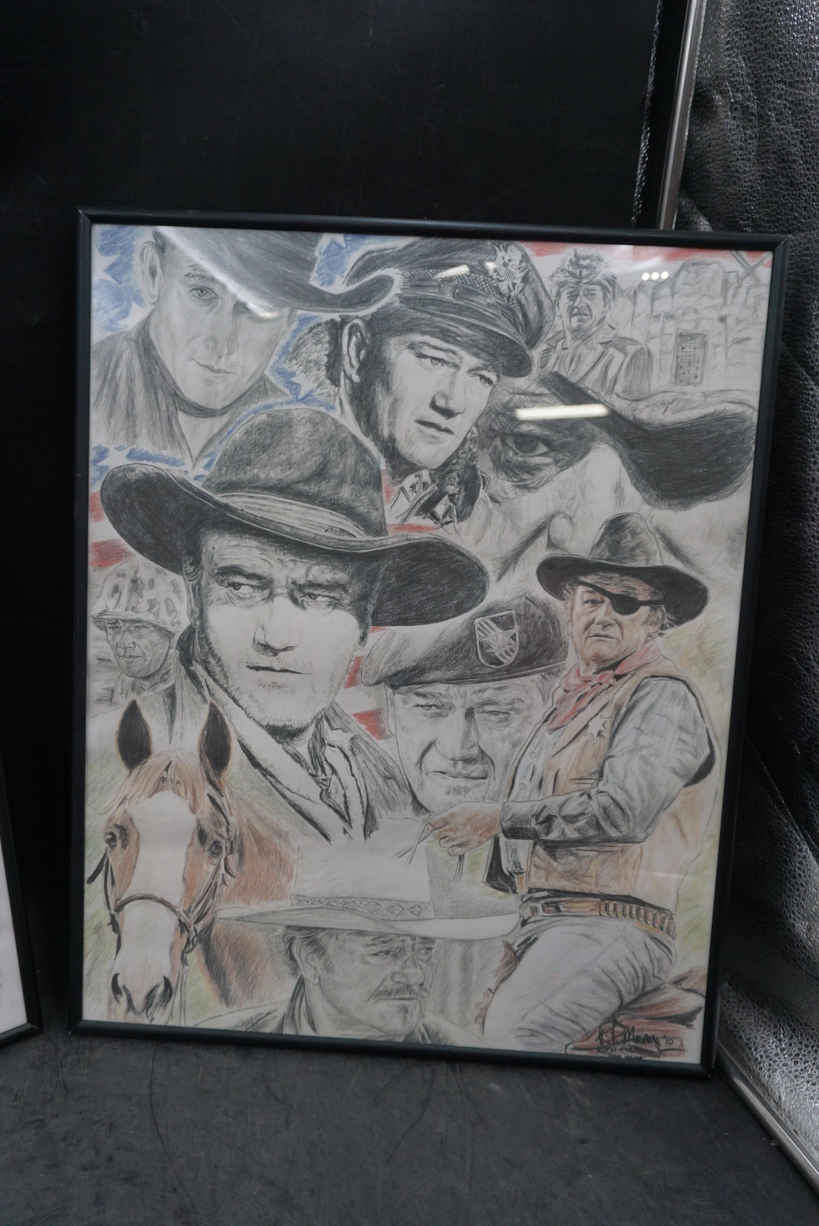 2 - John Wayne Framed Drawings