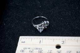 Silver-Toned Heart Stone Ring