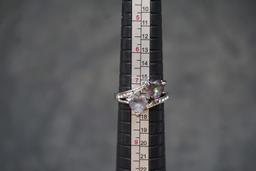 Silver-Toned Heart Stone Ring