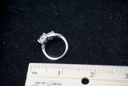 Silver-Toned Heart Stone Ring