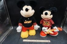 2 - Mickey Mouse Figurines W/ Wheels (Battery Operated)