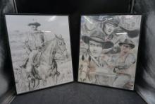2 - John Wayne Framed Drawings