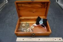 Cedar Box W/ Watch & Necklaces
