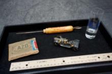 Azo Printing Paper, Metal Truck, Coca-Cola Pick & Dallas Shot Glass