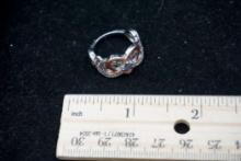 Gold & Silver-Toned Ring W/ White Stones