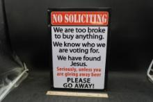 Metal "No Soliciting" Sign