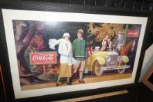 Framed Rectangle Coca-Cola Picture (Some Damage To Frame)