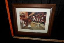 Framed Budweiser Clydesdales & Dalmatians Picture