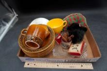 Cinnamon Sticks, Glass Dish, Daisy Ironstone Creamer & Bowls