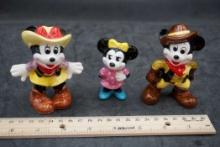 3 - Disney Mickey & Minnie Mouse Figurines