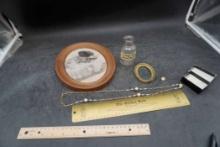 Vintage Shoe Shine Bottle, Picture, Legion Pin, Necklace & Picture