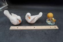 2 Bird Figurines & Little Boy Figurine