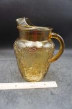 Yellow Floral Glass Pitcher