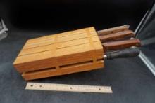 Butcher Block Holder W/ Kitchen Knives